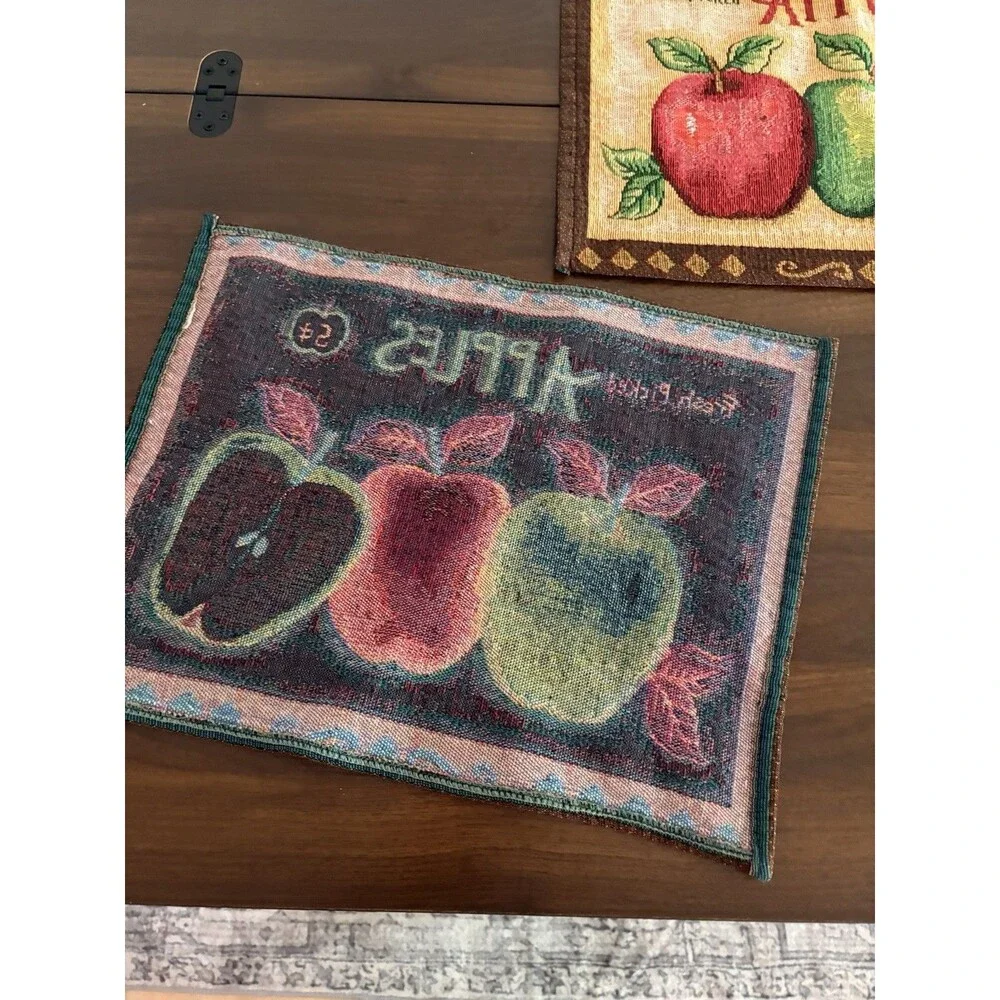 Vintage Table Placemats Apple Tapestry Cottagecore Set of 5 Granny Fresh Picked